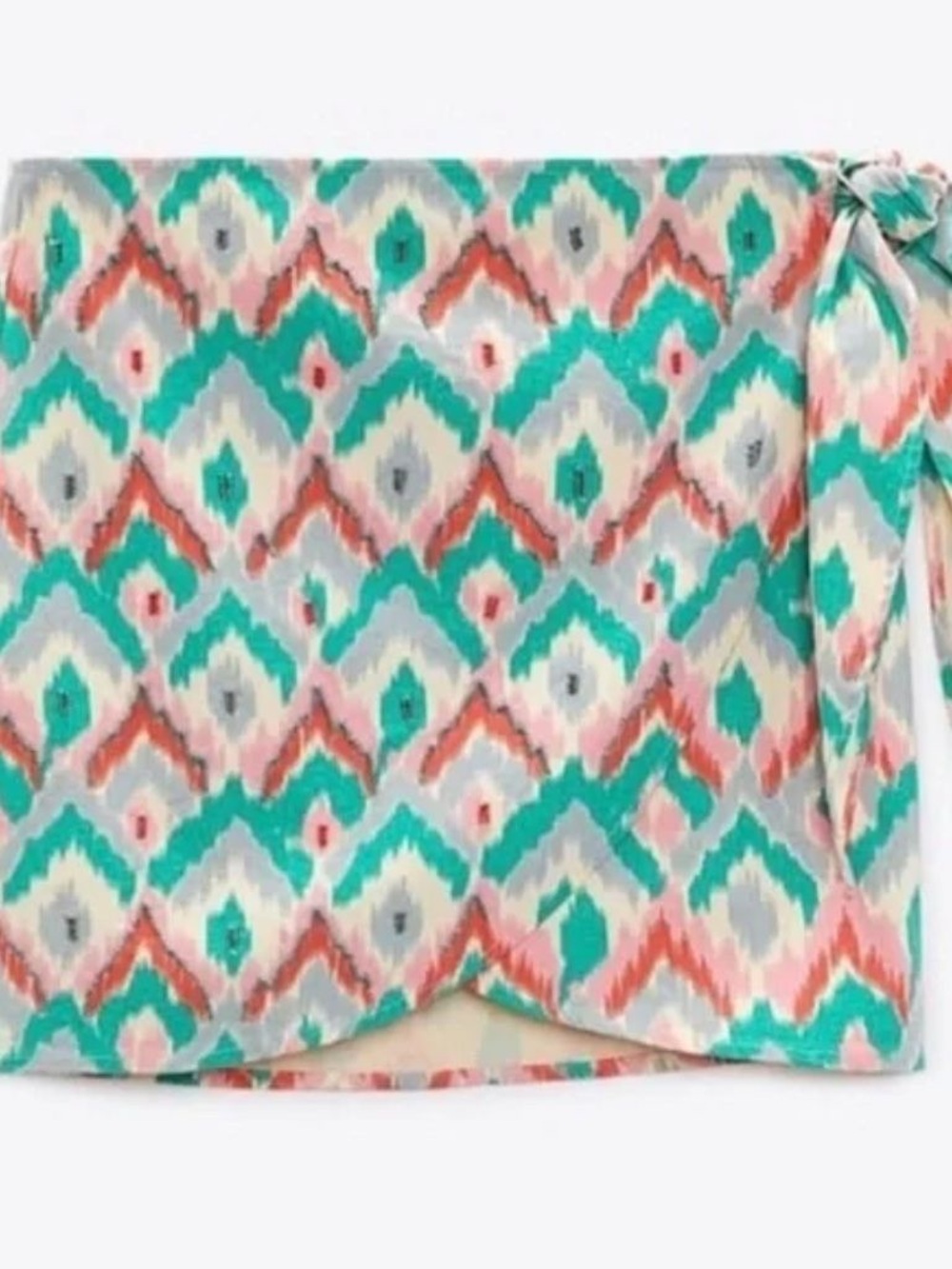 Zara Turquoise, Coral & White Wrap Skirt beaded size large NWT